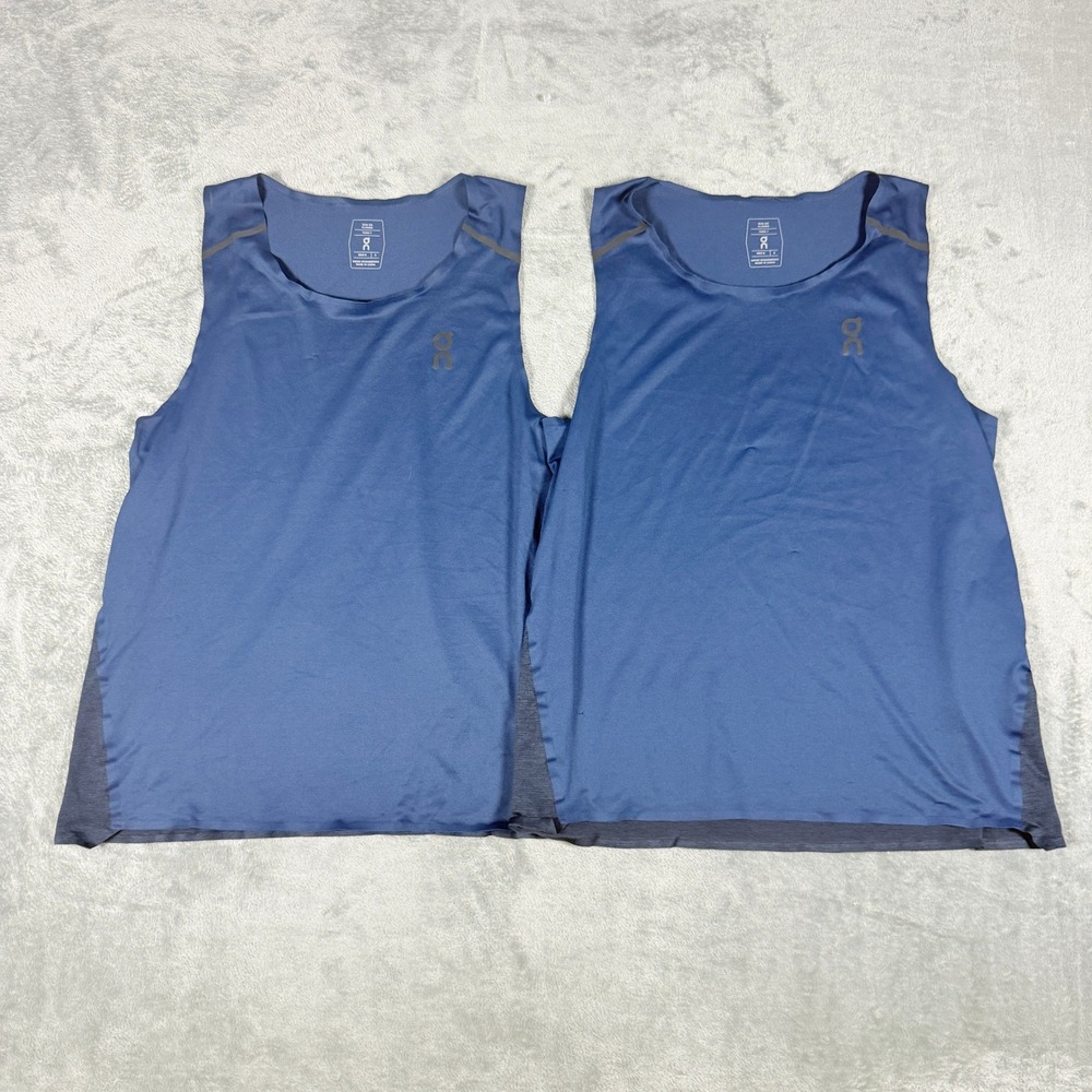 On Running Mens Small Tank-T 2-Pack Blue Performance Sleeveless Running Shirts
